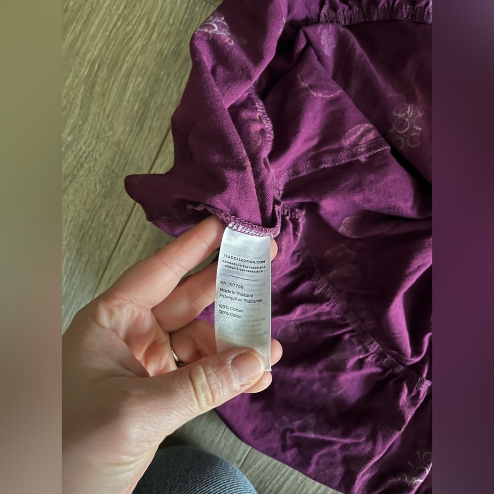 Tea Collection Girls Tiered Henley Dress Purple Floral Long Sleeve - Size 3 - Picture 5 of 8